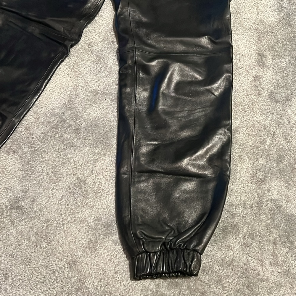 Antonio Melani Luxury Black 100% Leather Jogger Pants for Women - Picture 4 of 16